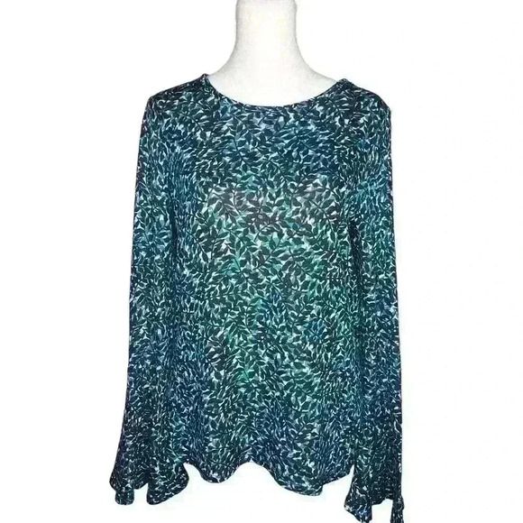 Michael Michael Kors women's black and blue blouse bell sleeve size small - Picture 1 of 6